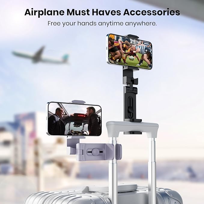 2 Pack Universal Airplane Phone Holder for Stocking Stuffers, Klearlook 360° Rotation Travel Essentials Phone Mount for Desk, Handsfree Travel Accessories for Flying, Valentines Day Gift for Couple