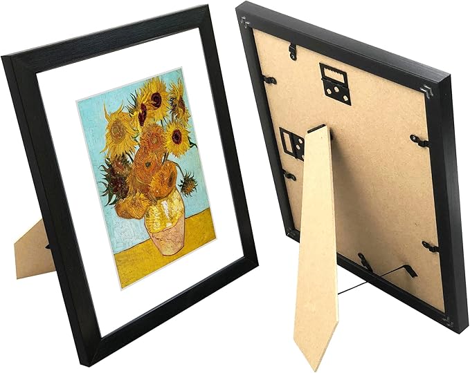8x10 Picture Frame Set of 6 with Real Glass for Pictures 5x7 with Mat or 8x10 Without Mat, Wall Gallery or Tabletop display Photo Frames in Black