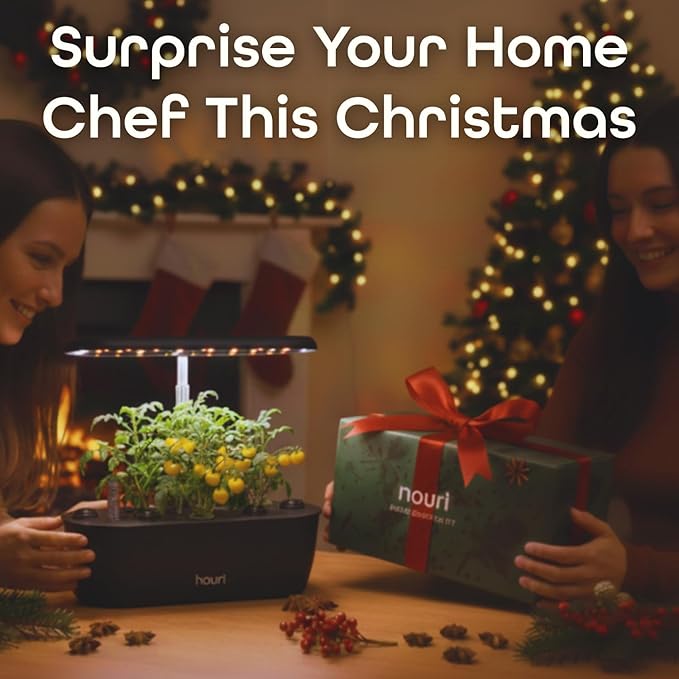 Nouri 12 pod Smart Garden for Home Cooks | w/Heirloom Basil | Hydroponics Growing System | LED Grow Lights | Indoor Herb Garden Kit | Herb Growing Kit Indoors for Plant Lovers, Gardeners, Kitchen