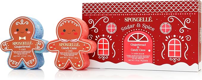 Spongellé Gingerbread Gift Set Body Wash Infused Buffers, Sugar & Spice