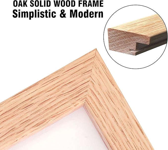 8x10 Picture Frame Set of 4 OAK Solid Wood with Real Glass for Pictures 5x7 with Mat or 8x10 Without Mat, Wall Mount or Tabletop Gallery Photo Frames(4 Pack, Oak)