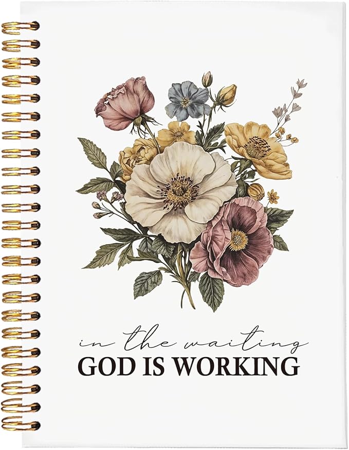 Bible Journal for Women,Bible Journal,Prayer Bible Supplies Journal,God is Working Vintage Floral Church Notes Notebook,Bible Study Journal for Women,Spiral Faith Notebook for Bible Notes & Prayer A5 5.5x8.3"