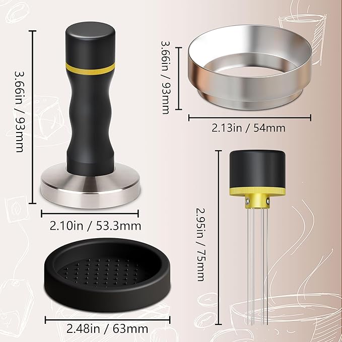 Espresso Accessories Kit, 2-in-1 Espresso Tamper and WDT Tool, 53.3mm Coffee Tamper with 304 Stainless Steel Needles, Espresso Accessories Gift for Home Baristas