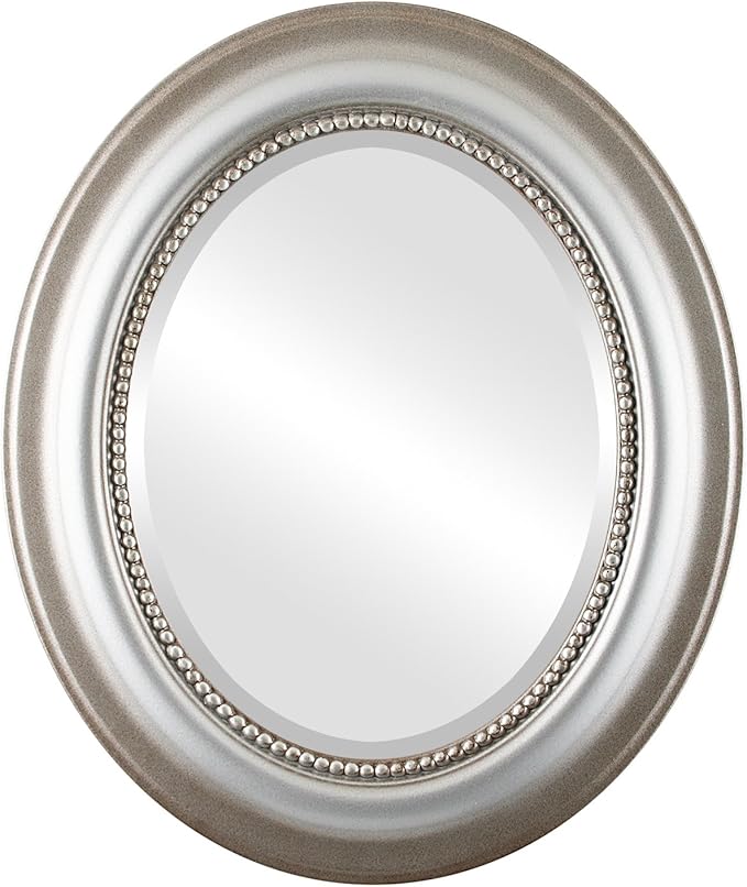 OVALCREST Oval Beveled Wall Mirror for Home Decor - Heritage Style - Silver Shade - 23x29 Outside Dimensions
