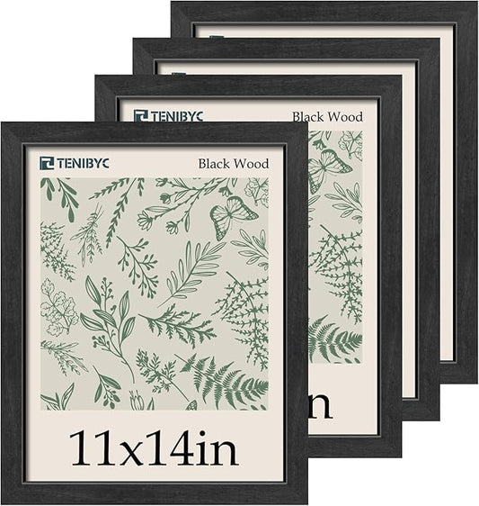 Picture Frame 4 Pack - Solid Wood Poster Photo Frame - Woodgrain Series - Room, Office, Gallery, Studio Display - Wall Hanging