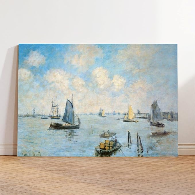 40+ Monet Famous Print Posters The Sea at Amsterdam by Claude Monet Impressionism Canvas Posters Print Wall Art Bedroom Office Room Decor Gift Unframe 24×36inch(60×90cm)