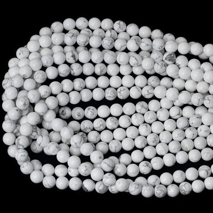 8mm 45PCS Natural White Howlite Gemstone Round Loose Stone Beads for Jewelry Making DIY Crafts Design 1 Strand 15"