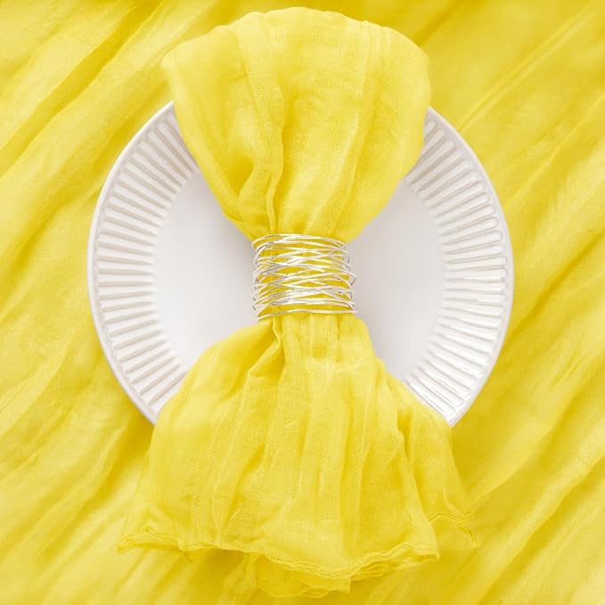 20 Pack Lemon Yellow Cheesecloth Napkins Spring Cloth Napkins Set of 20 Yellow Dinner Napkins Bulk 21x21 Inches for Wedding Bridal Shower Baby Shower Valentine's Day