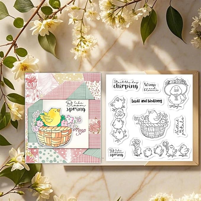 Cartoon Chicken Animal Stamps and Cutting Dies for Card Making DIY Transparent Silicone Clear Stamp and Metal Die Cuts Sets for Scrapbooking Paper Greeting Cards Decor Seals Craft Supplies