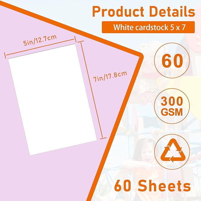 60 Sheets White Cardstock 5 x 7 Thick Paper, 300gsm/110lb Heavyweight Flat Card Stock Printer Paper for DIY Card Making, Wedding Invitations, Thank You Cards, Postcards, Menus