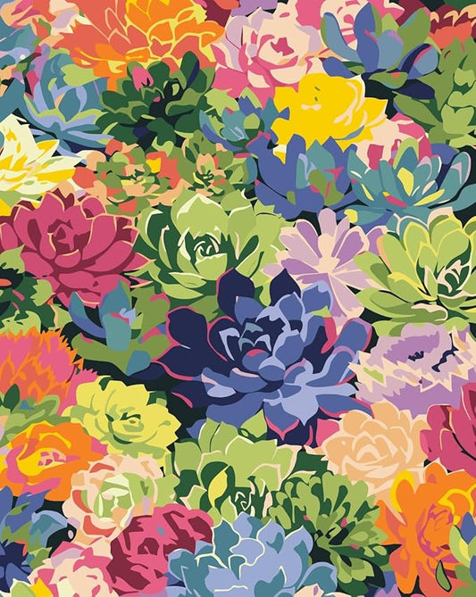 CSZPPQAF Paint by Numbers Kit for Adults Beginner, Plants Succulent Paint by Number Kits on Canvas, DIY Green Plant DIY Acrylic Watercolor Oil Painting by Numbers for Home Wall Decor 16X20inch