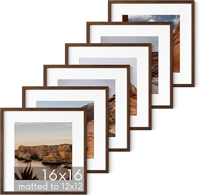 HAUS AND HUES Walnut Square Frames Set of 6-16x16