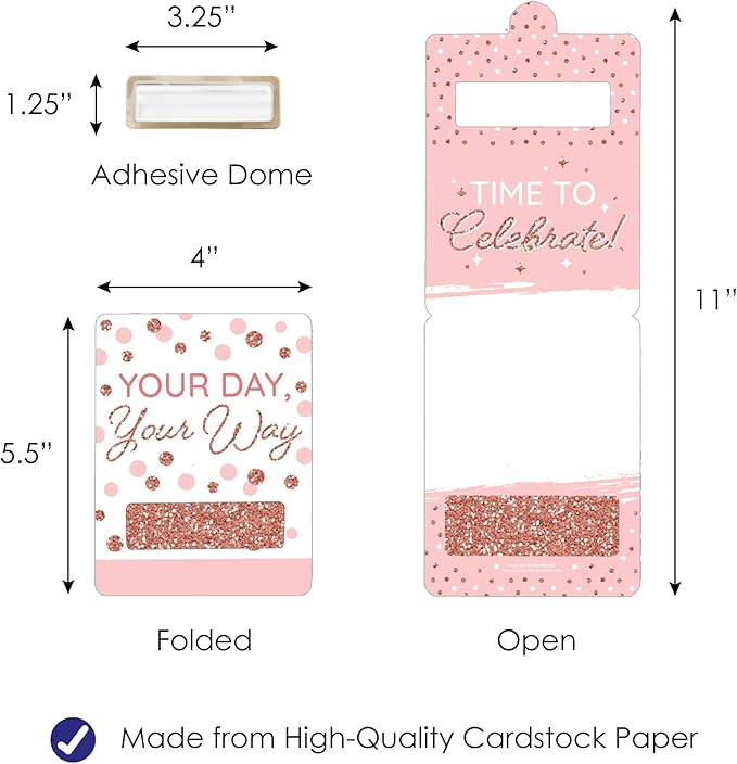 Big Dot of Happiness Pink Rose Gold Birthday - DIY Assorted Happy Birthday Party Cash Holder Gift - Funny Money Cards - Set of 6