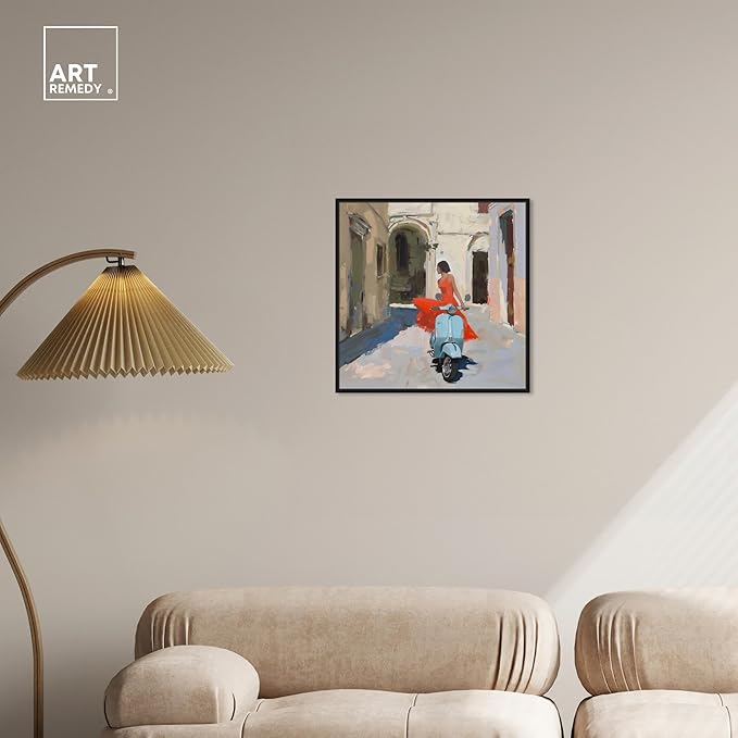 Art Remedy Venice Visits Canvas Classic Landscape Art, Black Frame, 20" x 20"