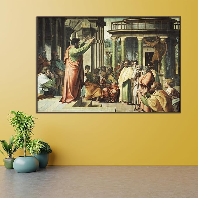 Raphael Canvas Wall Art St Paul Preaching At Athens Poster Famous Oil Painting Print Historical Cultural Illustration Modern Home Decor Suitable for Classroom Home Wall Decor Unframed(16x24in/40x60cm)