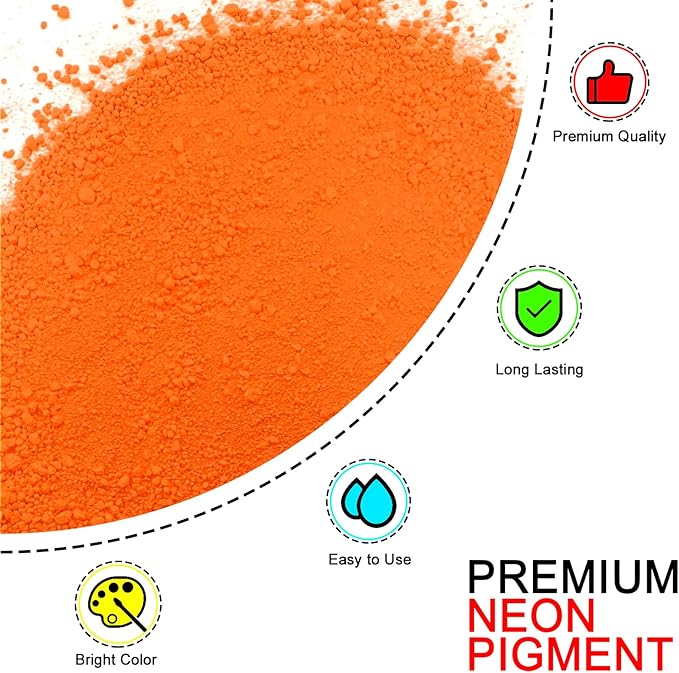 Matio Neon Pigment Powder, 1.8oz/ 50g Vibrant Orange Highly Fluorescent Nail Powder Iridescent Mica Powder for Epoxy Resin, Soap Making, Candle Dye, Bath Bomb, Tumblers, Slime, Painting, DIY Crafts