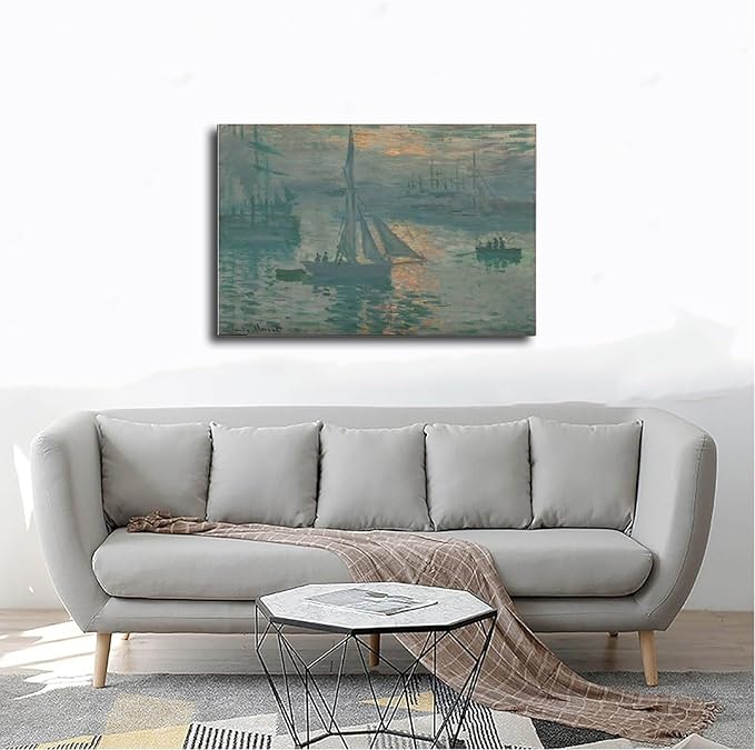 CFIOZYOS 40+ Monet Famous Print Posters Sunrise (Marine) by Claude Monet Impressionism Poster for Teen Boys Room Wall Art Canvas Painting Print Frame 24×36inch(60×90cm)
