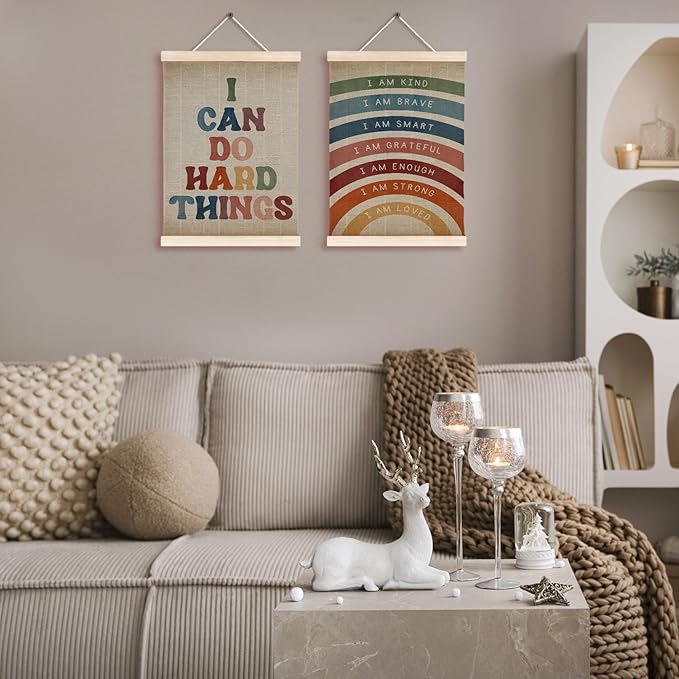 Inspirational Quotes Canvas Wall Art Poster, Vintage Nursery Decor, Positive Affirmations Motivational Wall Decor Prints for Kids Room Classroom Nursery Playroom, 12x16 Inches