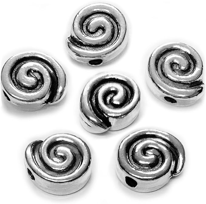 Tibetan Silver Spacer Beads for Jewelry Making - Flat Beads for Necklace, Earring & Bracelet Making Kit - Bulk 77pcs Silver Jewelry Set 8mm