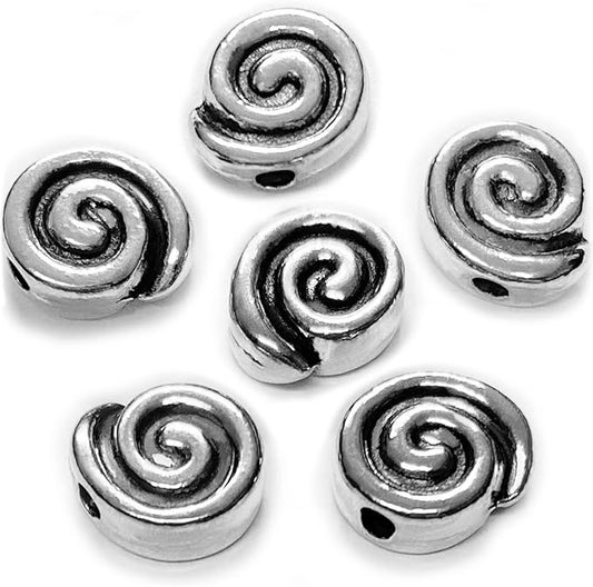 Tibetan Silver Spacer Beads for Jewelry Making - Flat Beads for Necklace, Earring & Bracelet Making Kit - Bulk 77pcs Silver Jewelry Set 8mm