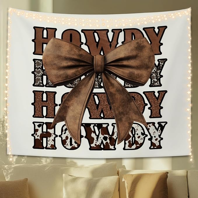 STHTTSW Howdy Tapestry, Western Decor Tapestries Wall Blanket, Cowgirl Room Wall Hanging Decor for Teen Girl Women College Dorm Apartment Home Bedroom, 50x60 Inch