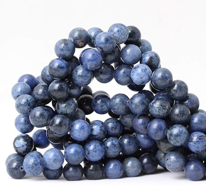 35PCS 10mm Natural Dumortierite Gemstone Round Loose Stone Beads for Jewelry Making Crafts Design 1 Strand 15"