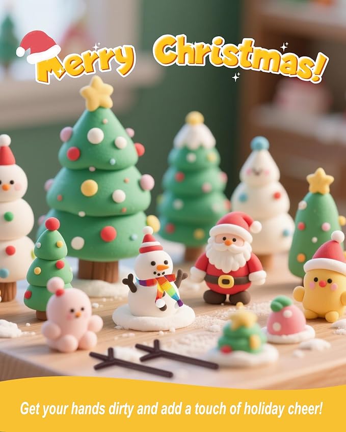 Modeling Clay Kit - 42 Colors Air Dry Clay, DIY Molding Magic Clay Includes Tools and Christmas Accessories, Modeling Clay for Kids is an Ideal Holiday Gift for Children Over 3 Years Old.