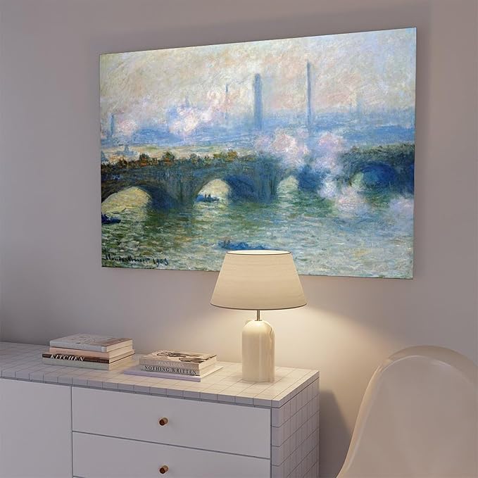 CFIOZYOS 40+ Monet Famous Print Posters Waterloo Bridge, London by Claude Monet Impressionism Poster for Teen Boys Room Wall Art Canvas Painting Print Frame 24×36inch(60×90cm)