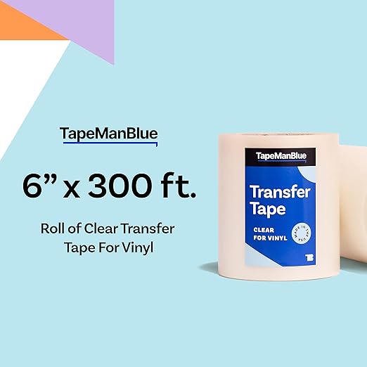 Clear Transfer Tape for Vinyl - 6 inch Roll, Made in USA, Vinyl Transfer Tape with Medium to High Tack Adhesive for Crafts, Decals & Stickers (6 inch x 300 feet)