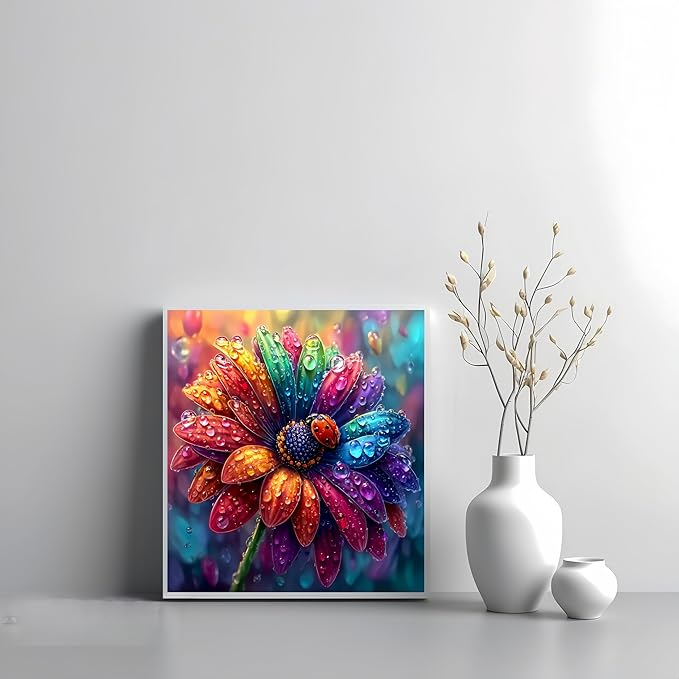 Painting by Numbers Kit for Adults Beginner,Rain Flower Paint by Numbers Easy for Adults,Adult Paint by Number Kits on Canvas,Paint by Numbers ainting Acrylic Oil Painting Home Wall Decor 15.8X15.8 In