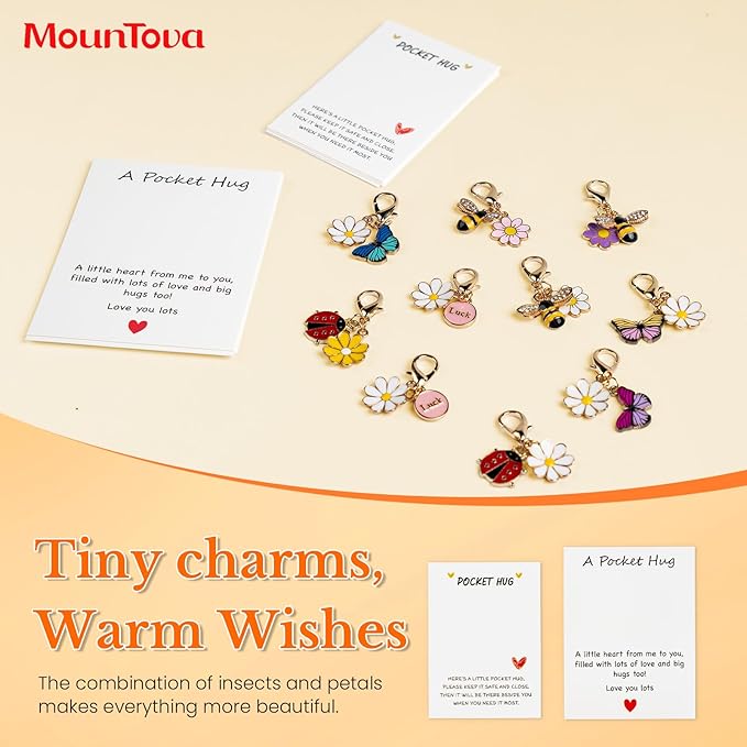 10 Sets Pocket Hug Card with Cute Mini Size Tokens, DIY Sentimental Gift for Encouragement Anxiety Relief & Emotional Support – Inspirational Keepsake for Friends Family Kids & Loved Ones