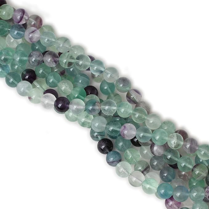 35PCS 10mm Natural Colorful Fluorite Gemstone Round Loose Beads for Jewelry Making DIY Findings 1 Strand 15"