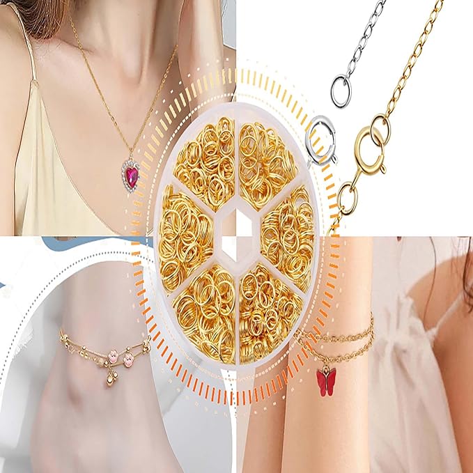 400Pcs Split Rings,Double Loop Jump Ring Sets Split Jump Rings for Jewelry Making,Small O Key Ring Earring Necklace Bracelet Connector for DIY Crafts Making Findings (Gold,10mm)
