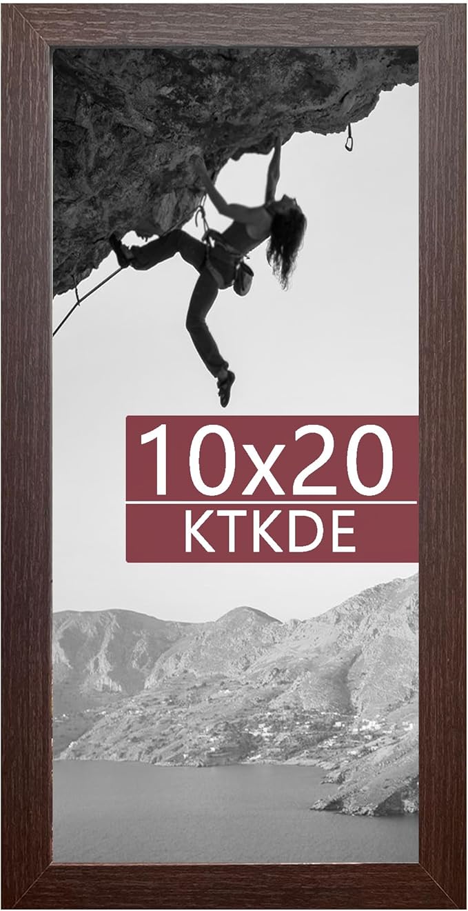 KTKDE 10x20 Picture Frame Wooden, Polished Plexiglass, Rectangle Photo Frame for Photos,Studio Gallery Wall Hanging Posters & Best gift