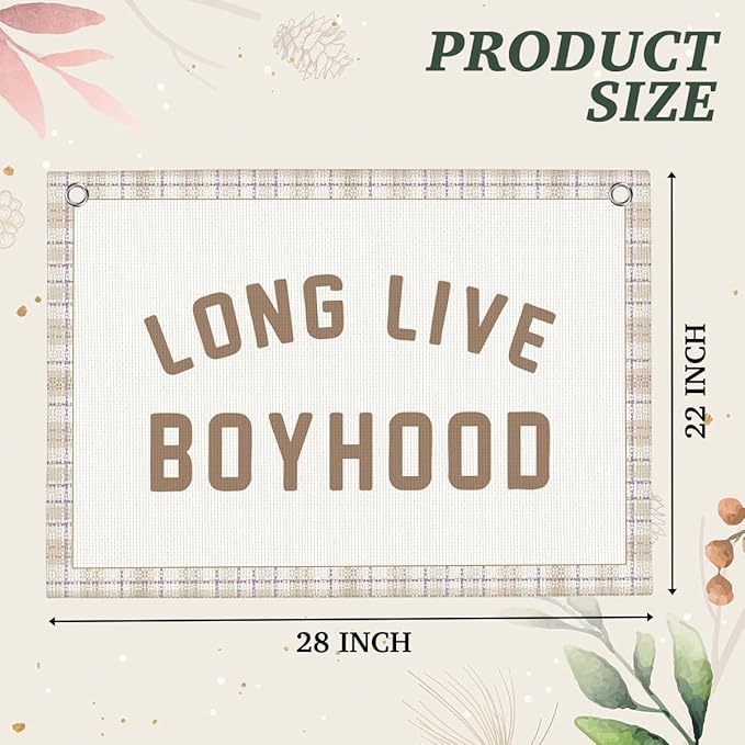 Retro Long Live Boyhood Boys Room Playroom Wall Decor Vintage Sports Decor for Nursery Playroom Kids Bedroom Dorm Toddler Decorations 22x28 Inch