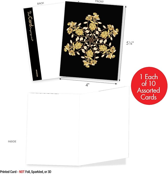 The Best Card Company - 10 Blank Note Cards Assortment (4 x 5.12 Inch) - Zen Patterns and Symbols, Bulk Boxed Set - Magnificent Mandalas AM6326OCB-B1x10