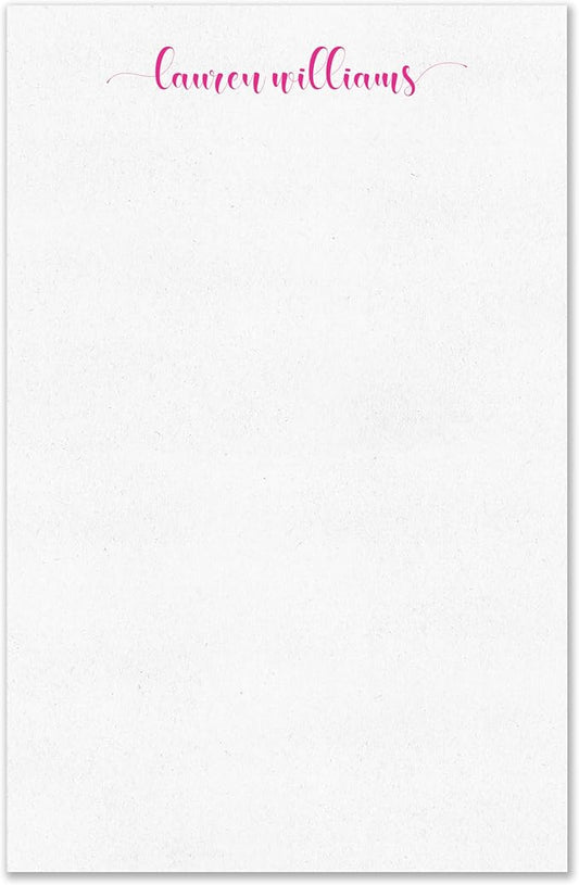 Personalized Notepad Stationery with Name in Lowercase Font, Available in 4 Sizes, Lined or Unlined in Choice of Colors, Note Pad Memo To Do List Pad (Font Style #4)