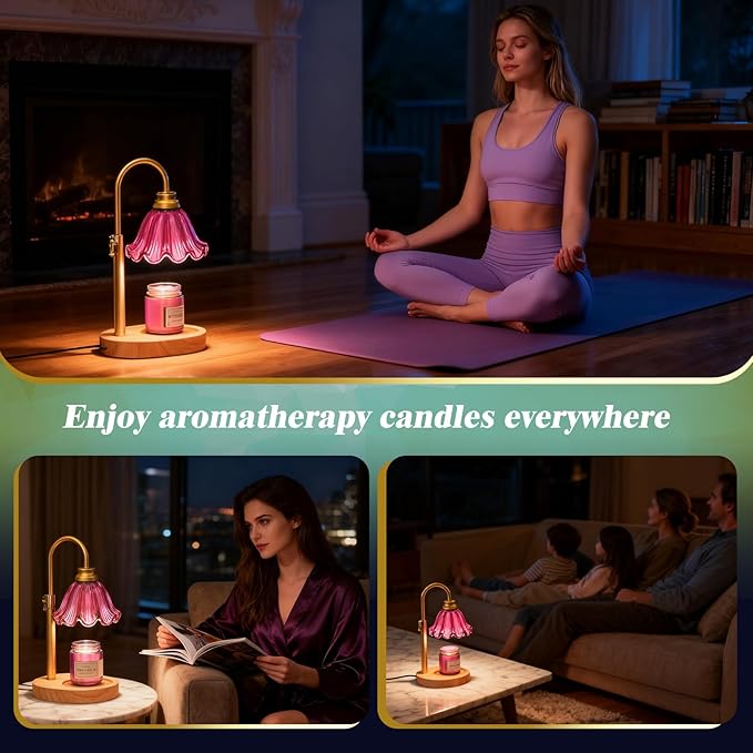 Candle Warmer Lamp with Timer & Dimmable 4-Level Brightness - Adjustable Height,for New Home Bedroom, Gifts for Women (Purple)