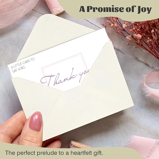 32 Floral Thank You Cards with Envelopes, Sealing Stickers, 4x6 Blank Cards with 4 Unique Designs, 300gsm Note Cards Premium Cardstock, Bulk Cards for Wedding, Graduation, Baby Shower