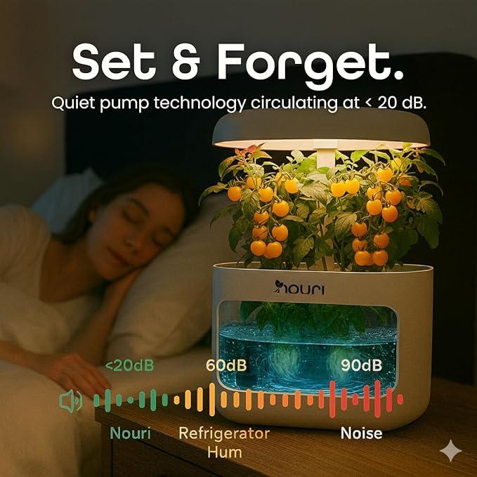 Nouri 5 pod APP Smart Garden for Home Cooks | w/Heirloom Salad | Hydroponics Growing System | LED Grow Lights | Indoor Herb Garden Kit | Herb Growing Kit Indoors for Plant Lovers, Gardeners, Kitchen