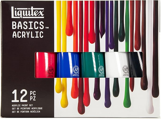 Liquitex BASICS Acrylic Paint Set, 12 x 118ml (4-oz) Tube Paint Set
