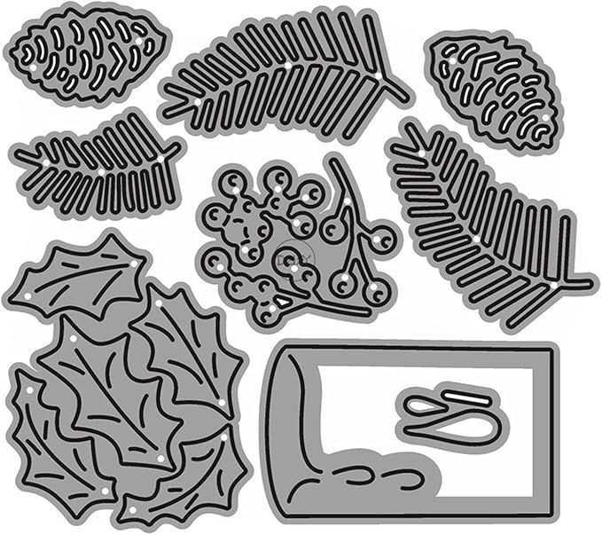 DzIxY Christmas Candle Pinecone Metal Cutting Dies for Card Making Kit Embossing Paper Die Cuts Scrapbook Machine Stencils Storage Pockets Supplies
