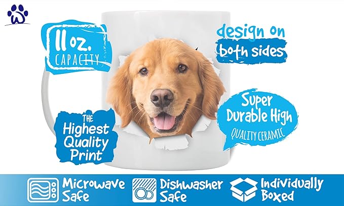 Golden Retriever Coffee Mug - Ceramic Funny Coffee Mug - Perfect Dog Lover Gift - Cute Novelty Coffee Mug Present - Great Birthday or Christmas Surprise for Friend or Coworker, Men and Women (11oz)