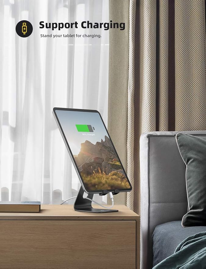 Lamicall Tablet Stand, Tablet Holder for Desk - Multi-Angle Adjustable Tablet Desktop Dock Cradle, Compatible with iPad Pro 11, 12.9, Air, Mini, Fire HD, Galaxy Tab, and Other 4-13" Tablets, Black