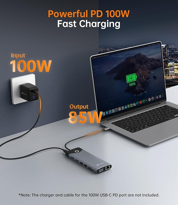 NOVOO USB C Docking Station Dual Monitor HDMI 4K 60Hz, 15-in-1 DisplayPort, VGA, 100W PD Charging, 10Gbps USB-C/USB-A, Ethernet, SD/TF, Audio – Compatible with MacBook, Dell, HP, Lenovo, Surface