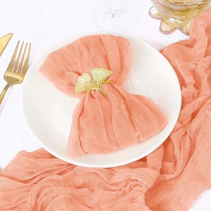 20 Pack Peach Cheesecloth Napkins Spring Cloth Napkins Set of 20 Dinner Napkins Bulk 21x21 Inches for Wedding Bridal Shower Baby Shower Valentine's Day