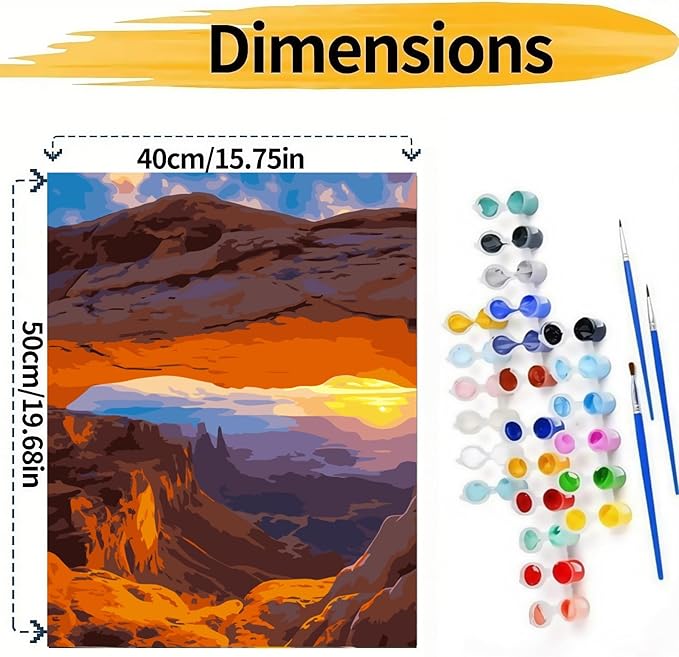 Paint by Numbers Kit for Adults, Desert Canyon Landscape Adult Paint by Number Kits On Canvas, DIY Acrylic Oil Number Painting Kits for Beginners, Color by Number Adult for Home Wall Decor 16x20Inch