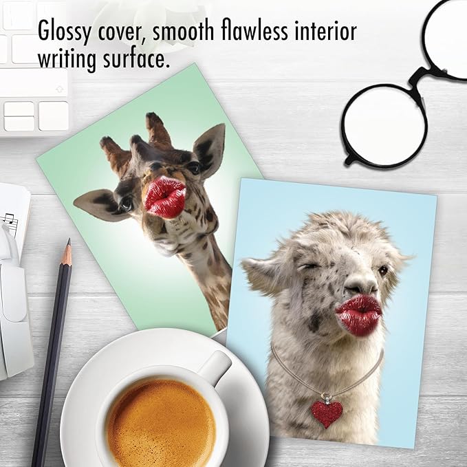 The Best Card Company Assorted Blank Greeting Card Box Set - Incl. 20 Cards + Envelopes - 10 Unique Designs - Ideal for Thank Yous, Invitations, More - Wild Kisses AM9280OCB-B2x10-NB