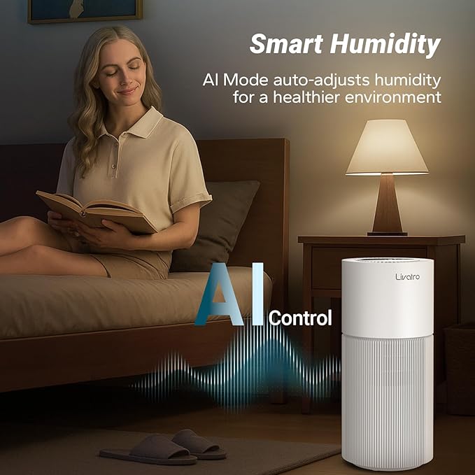 Smart Evaporative Humidifier for Whole House with Filter Separation and Auto Drying Technology, Invisible Mist for Better Sleep, 8L Easy Top Fill Tank, Humidifiers for Bedroom, Humidifiers for Baby