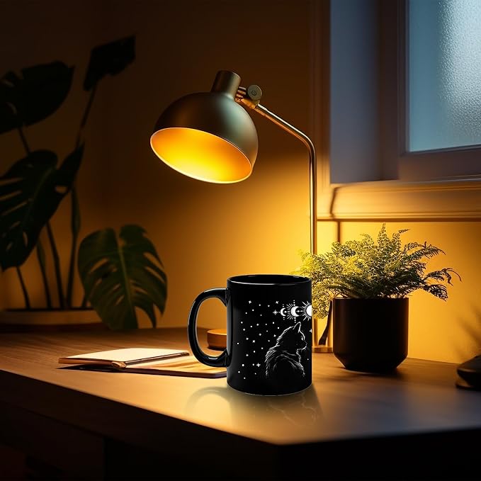 Black Cat Mug 11oz Cat Lover Gifts for Women Funny Goth Coffee Mug - Witch, Goth Decor Halloween Cup With Cats Goth Gift Witchy Gifts for Women - Halloween Mugs Cats Christmas Gothic Home Decor